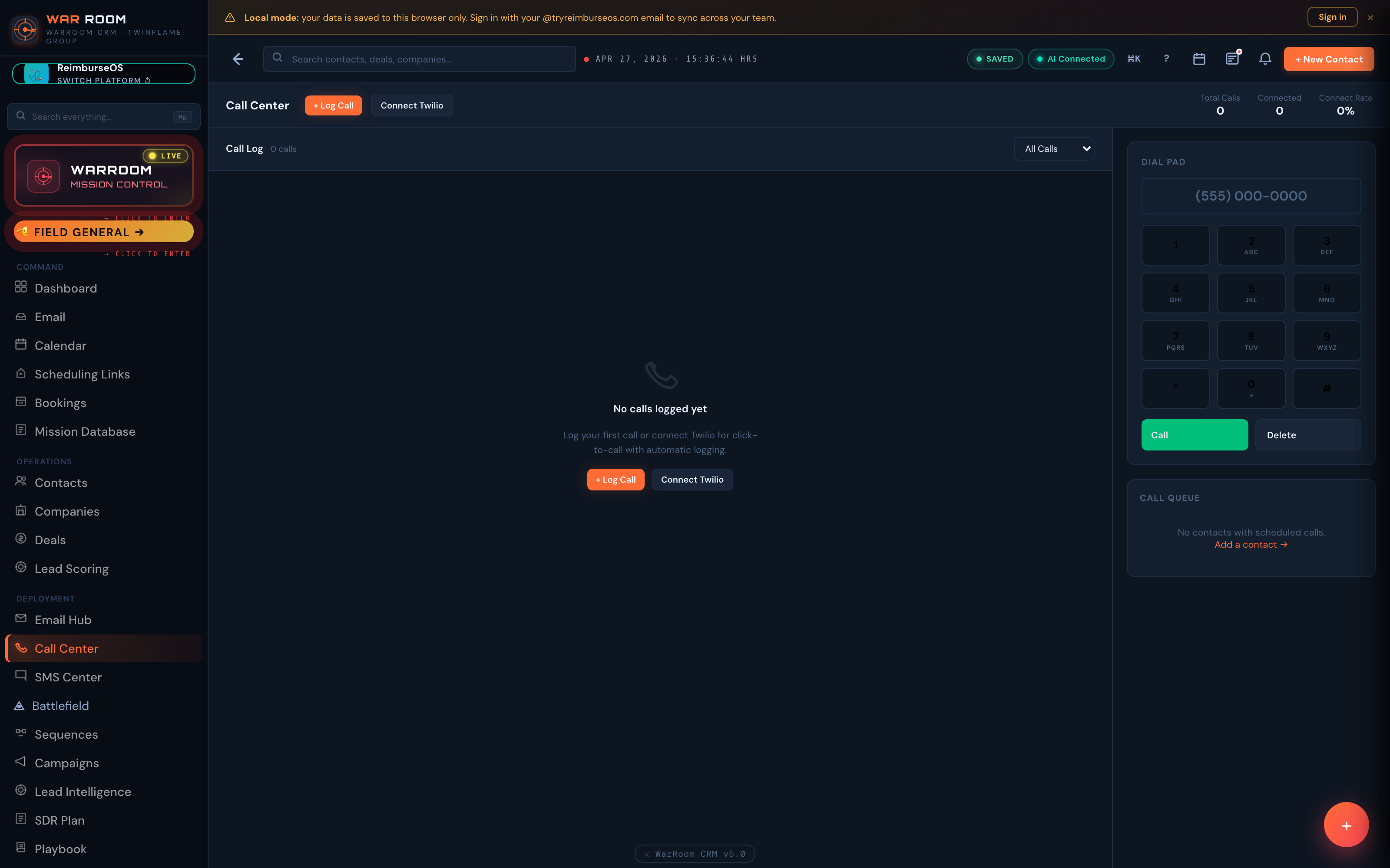 War Room CRM — Call Center