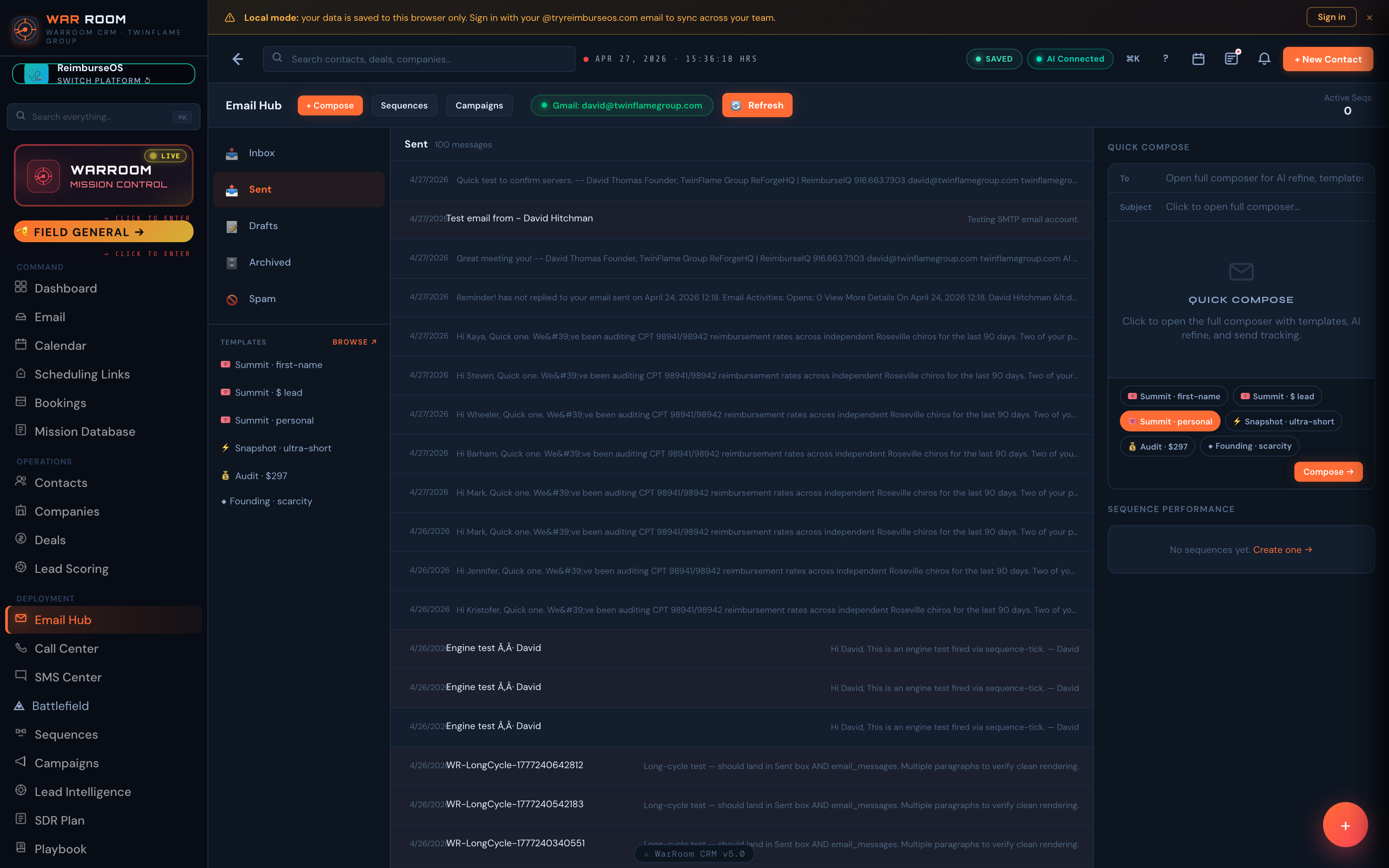 War Room CRM — Email Hub