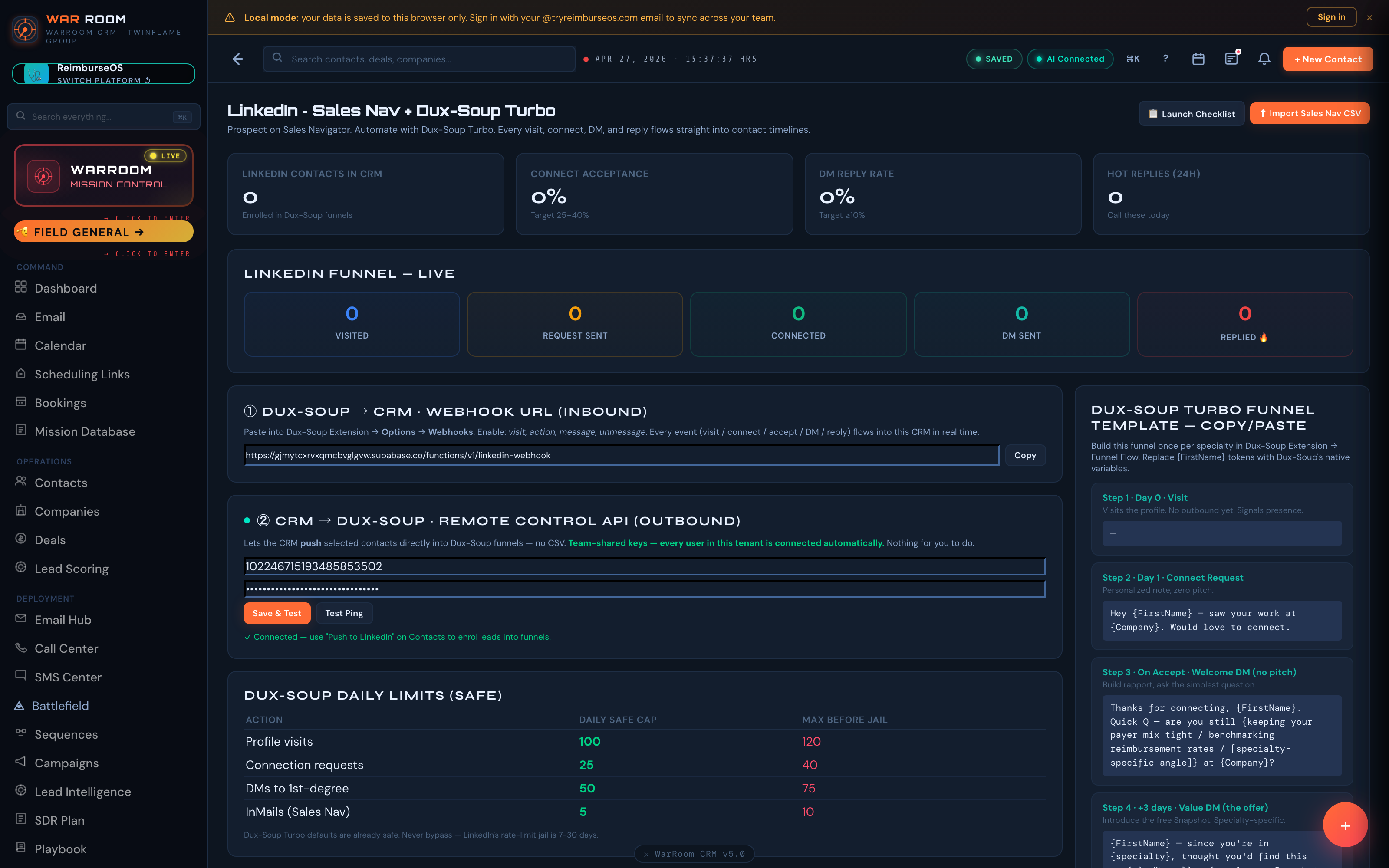 War Room CRM — LinkedIn